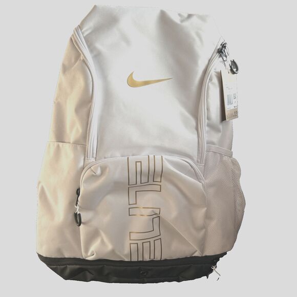 NIKE Varsity Elite Backpack HM9965-100 White / Gold Air Max Shoulder Straps NEW - Picture 2 of 7